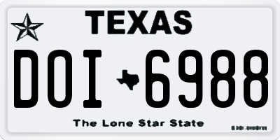 TX license plate DOI6988