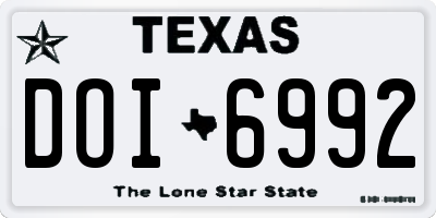 TX license plate DOI6992