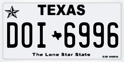 TX license plate DOI6996