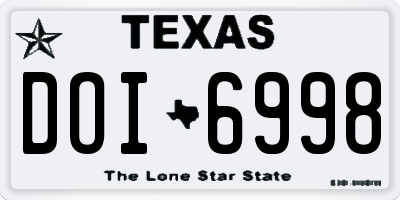 TX license plate DOI6998