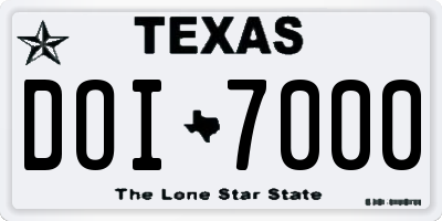 TX license plate DOI7000