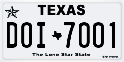 TX license plate DOI7001