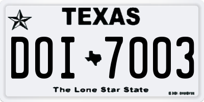 TX license plate DOI7003