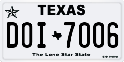 TX license plate DOI7006