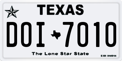 TX license plate DOI7010