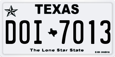 TX license plate DOI7013