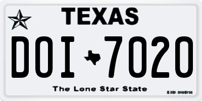 TX license plate DOI7020