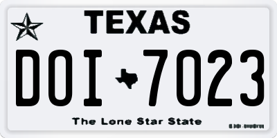 TX license plate DOI7023