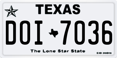 TX license plate DOI7036