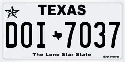 TX license plate DOI7037