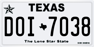 TX license plate DOI7038