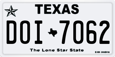 TX license plate DOI7062