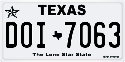TX license plate DOI7063