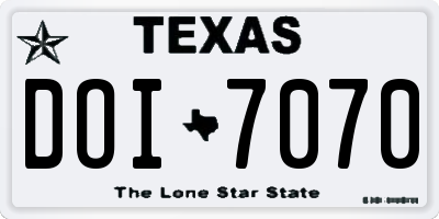 TX license plate DOI7070