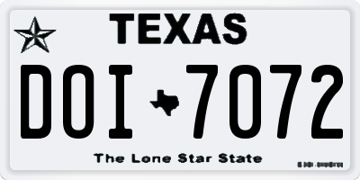 TX license plate DOI7072