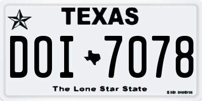 TX license plate DOI7078