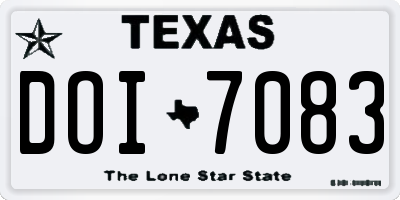 TX license plate DOI7083