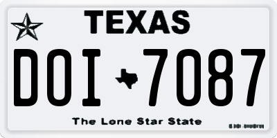 TX license plate DOI7087