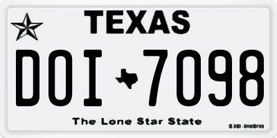 TX license plate DOI7098