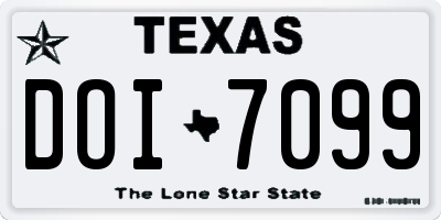 TX license plate DOI7099