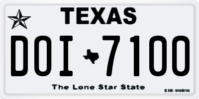 TX license plate DOI7100