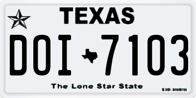 TX license plate DOI7103