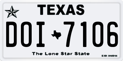 TX license plate DOI7106
