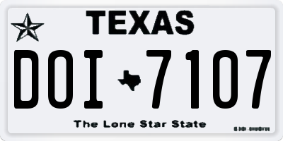 TX license plate DOI7107