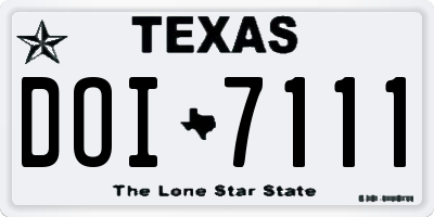 TX license plate DOI7111