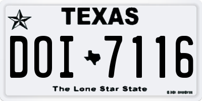 TX license plate DOI7116