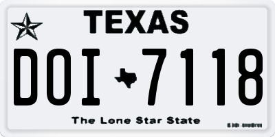 TX license plate DOI7118