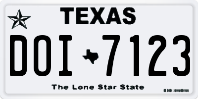 TX license plate DOI7123