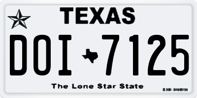 TX license plate DOI7125