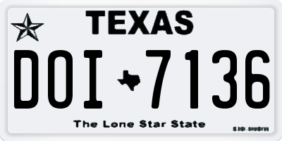 TX license plate DOI7136