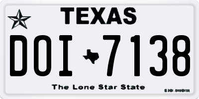 TX license plate DOI7138