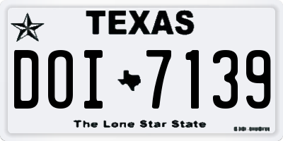 TX license plate DOI7139