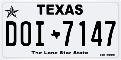 TX license plate DOI7147