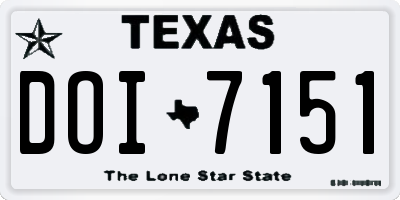 TX license plate DOI7151