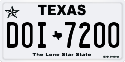 TX license plate DOI7200