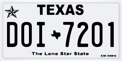 TX license plate DOI7201