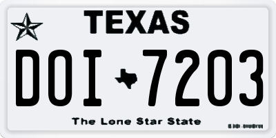 TX license plate DOI7203