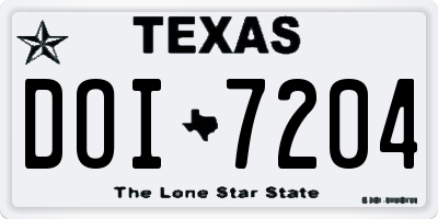 TX license plate DOI7204