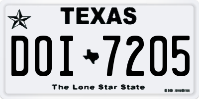 TX license plate DOI7205