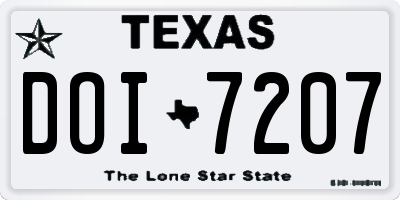 TX license plate DOI7207