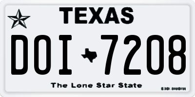 TX license plate DOI7208