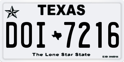 TX license plate DOI7216