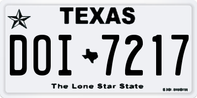 TX license plate DOI7217
