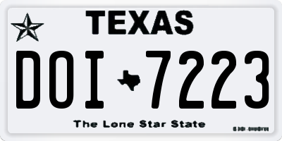TX license plate DOI7223