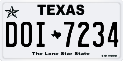 TX license plate DOI7234