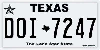 TX license plate DOI7247